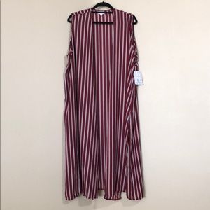 Maroon & cream striped XL Lularoe long Joy cover